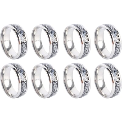 8 stuks Draak Patroon Ring Mannen Roestvrij Staal Modieuze Elegante Ring Sieraden Accessoire voor Dating Feest white