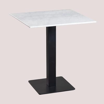 Vierkante Bartafel - Eettafel Hoog - Koken en dineren - Marmerlook blad - 75 cm hoog - Wit Zwart
