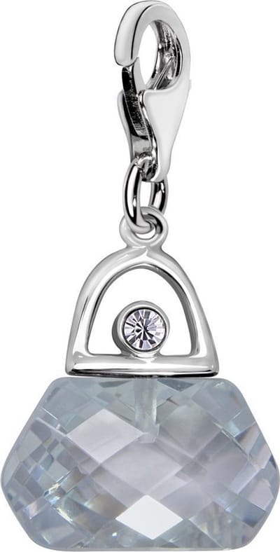 Quiges – 925 - Zilver – Charm - Bedel - Hanger - 3D Kristal Zirkonia Handtas - met – sterling - zilver - karabijnslot - geschikt - voor - Bedelarmband HC372