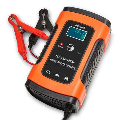 Auronic Acculader 12V voor Auto, Motor, Scooter en Meer - Met Reparatiemodus - LCD-Display - 6A - Oranje
