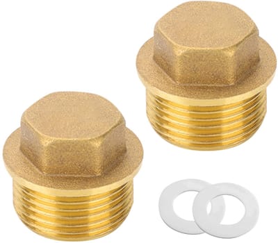 Dailygoods- Afsluitstop Messing - Buitendraad - Blinde Stop - 3/4 Inch - 2 Stuks - Rubber Ring - Voor Drinkwaterinstallatie - Pijpkap