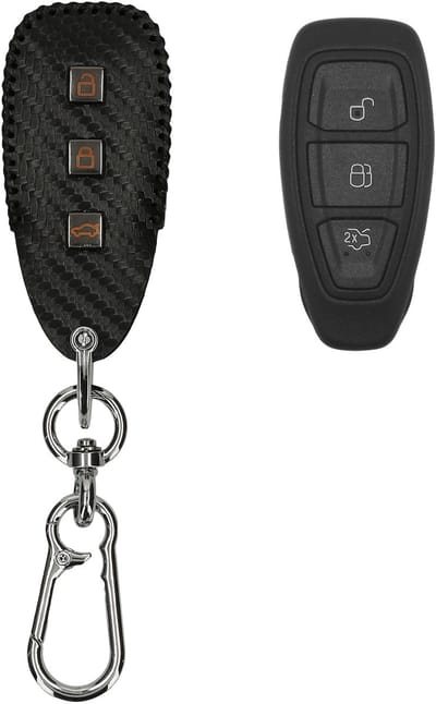 kwmobile Autosleutel Kunstlederen Hoes voor Ford 3-knops autosleutel Keyless Go Cover - Sleutelhoes met Sleutelring - design