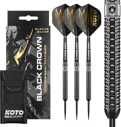 KOTO - Black Crown - 90% Darts - 24 Gram - Dartpijlen - Zwart & Zilver
