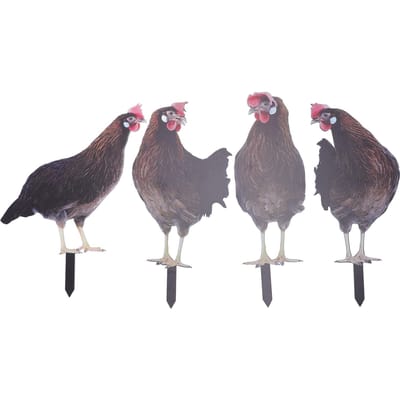 4 Stuks Tuin Kip Prikkers Kleurrijk Realistisch Decoratief Acryl Eenvoudig te Installeren Kip Tuin Decor gray