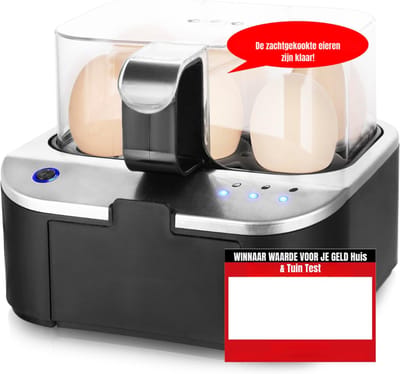 Quvo® Eierkoker electrisch - Eierkoker - Eierkoker met timer - roestvrij staal - ‎19cm x 18cm x 15cm
