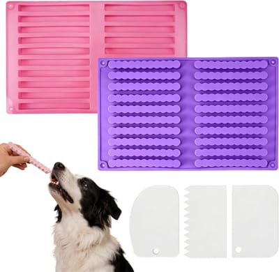 Siliconen vormen voor hondenkoekjes en schrapers, 20 bakmatten voor zelfgemaakte hondensnacks (26 x 17 cm), ideaal voor hondenliefhebbers en bakplezier