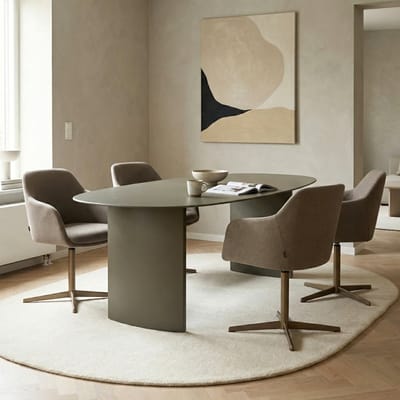 DÉJA Living Eettafel Dinand - Deens Ovaal Kaki Glas/MDF - 180x90x76cm