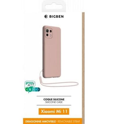 Bigben Connected, Hoesje geschikt voor Xiaomi Mi 11 5G - Siliconen met Bijpassend Polskoord, Roze