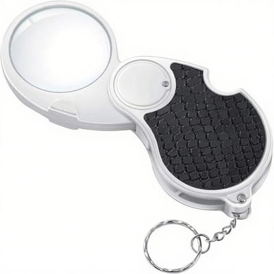 Vergrootglas met licht - Klein verlicht opvouwbaar vergrootglas voor in de zak - 5x draagbare mini-sleutelhangerloep - Leeshobby, reistekeningen- kaart - Flip-lens - 45 mm diameter
