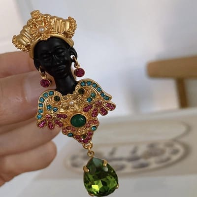 Vintage Dames Heren Klassiek Kristallen Hanger Sjeik Broche Speldjes Retro Klassiek Dame Paleis Strass Emaille Speld Accessoires black