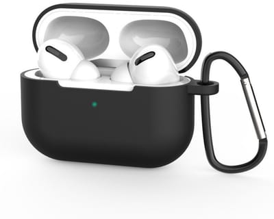 TOVBMUP Silicone Case Cover Hoesje - Siliconen hoesje - Zachte siliconen schokabsorptiebescherming - geschikt voor AirPods 3 hoesje - Met sleutelhanger - Roze en zwart