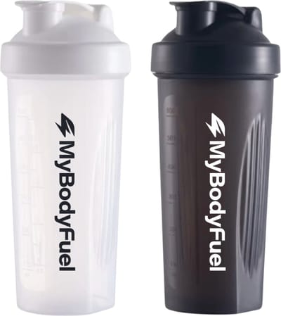 MyBodyFuel - Shakebeker - 700 ml - met mixfilter - Zwart en Wit - Set van 2 - Proteïne Shaker - BPA-vrij
