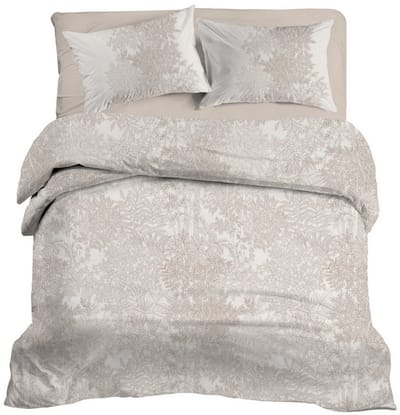 LINNICK Dekbedovertrek Katoen Renforcé Ramina - Beige - Dekbedovertrek 200x200/220cm - 100% Katoen - Tweepersoons - Dekbedovertrekken - Botanisch Dekbedovertrek