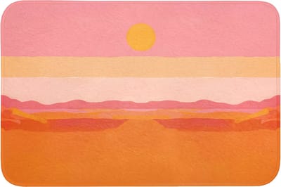 Badmat 90x60 cm - Antislip - Zon - Abstract - Landschap - Oranje - Badmatten voor badkamer - Badkamermat - Douchemat - Badkamer mat