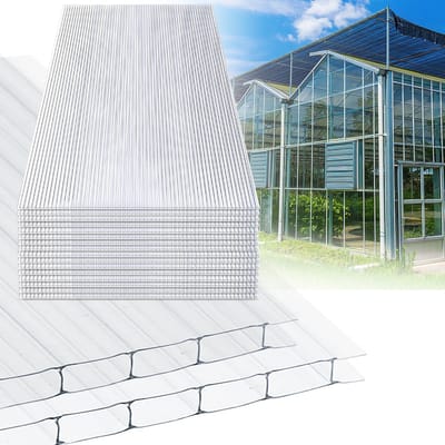 10x Polycarbonaat Platen - 8mm dubbelwandig - 121x60,5cm - Polycarbonaat plaat - DIY - Broeikas plaat - UV-Bestendig - Transparant
