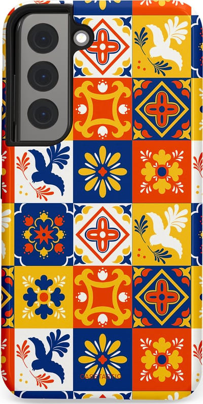 Casetastic Hoesje Geschikt voor Samsung S22 - Stijlvolle Beschermende Duo-layer Case - Mediterraanse Tegels