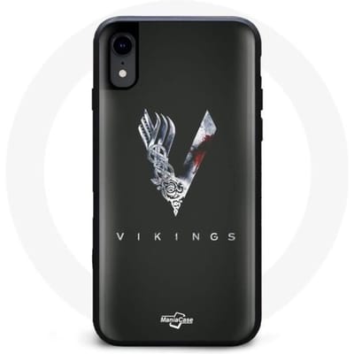Coque - Vikings - Iphone XR - Logo V - Épée - Gris Fond Noir gris