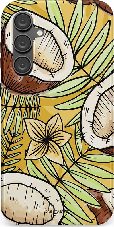 Casetastic Hoesje Geschikt voor Samsung S23 FE - Stijlvolle Beschermende Duo-layer Case - Zonnige Kokos Stijl
