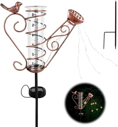 Frostbestendige Neerslagmeter voor de Tuin met Grondpen en Verlichting - Ideaal voor Buitengebruik, Tuin, Gazon en Patio