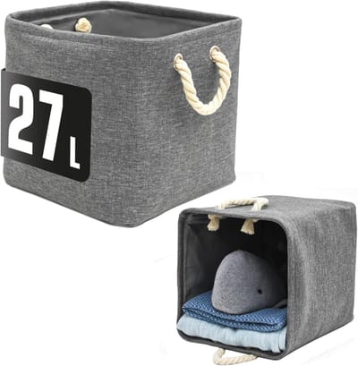 Famanu – Set van 2 opvouwbare stoffen opbergkubussen 30x30x30 cm, geschikt voor Kallax planken, stevige plankmanden voor kleding en accessoires