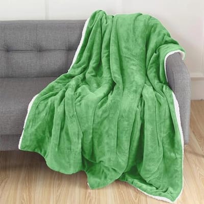 Omkeerbare sherpa-deken, superzachte plaid voor alle seizoenen - ideaal voor loungen en decoratie, 127 x 152 cm, smaragdgroen