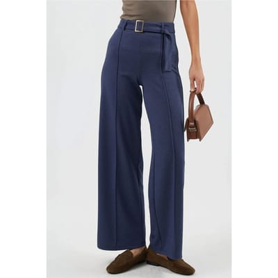 Hoge Taille Rechte Broek met Ceintuur