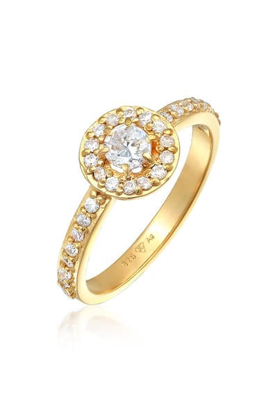 Elli - Ring - Dames verlovingsring klassiek met zirkonia kristallen in 925 sterling zilver - Dames