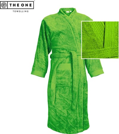The One Towelling Badjas - L/XL - Zachte kamerjas - Vocht absorberend - 100% Gekamd badstofkatoen - Limoengroen