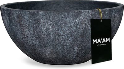 MA'AM Pottery Eden plantenschaal - rond - D27 - zwart - grijs - industrieel - vorstbestendig - met afwateringsgat - decoratieschaal