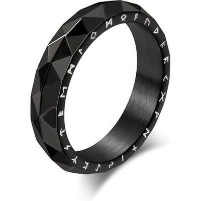 Nordische Retro Diamantvormige Viking Tekst Roestvrij Staal Ring Ring 9#