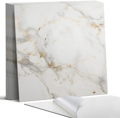 Coloray Wandpanelen Zelfklevend - Elegant marmerpatroon Zelfklevende Wandpanelen - 50 cm x 50 cm - Wit Wandpaneel PVC - 4 stuks - Texturen Wandpanelen Zelfklevend - Wandpaneel Keuken - Wandpanelen Badkamer