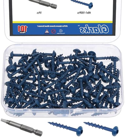 100 stuks #8 x 1'' Pocket Hole schroeven met vierkante boor, blauw gecoate houtschroeven voor meubels en houtbewerking, stevige schroeven voor duurzame verbindingen