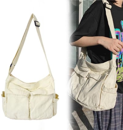 Dailygoods- Schoudertas Grote Capaciteit - Canvas Schoudertas - Crossbodytas - Hobo Tas - Duurzaam - Verstelbare Schouderband