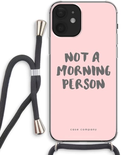 Case Company® - Hoesje met koord geschikt voor iPhone 12 hoesje met Koord - Morning person - Telefoonhoesje met Zwart Koord - Bescherming aan alle Kanten en Over de Schermrand