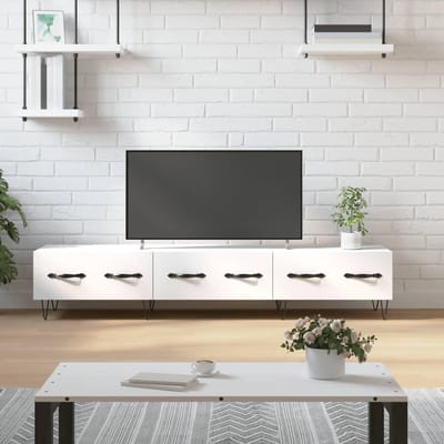 Tv-meubel - Tv kast wandmeubel - Opbergen van media - Trendy en praktisch design - 150x36x30 cm - Hoogglans wit