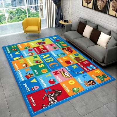 ABC Cartoon Alfabet Kinderen Kruipen Kinderen Speelkamer Vroege Educatie Gebied Tapijt, Tapijt voor Woonkamer Slaapkamer Bank, Antislip Mat 40x60cm