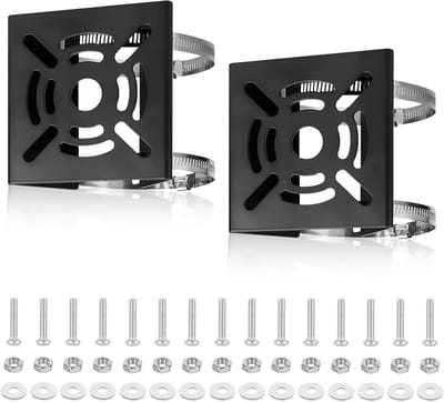 Verticale Mast Houder voor Bewakingscamera's - Stevige Metalen Montagehoek met 2 Lussen voor CCTV, Verlichting en Zonnepanelen - Set van 2 Stuks