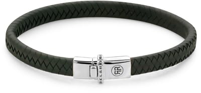 Rebel and Rose RR-L0147-S Armband Small Braided Ranger leder-donkergroen