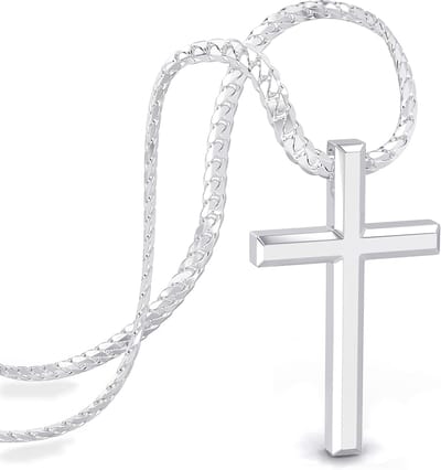 SERASAR Premium Ketting voor Heren [Faith] | Roestvrij staal 316L | Waterdicht | Stevige kinketting | Veilige sluiting | Zilver | 50 cm | Inclusief sieradendoosje