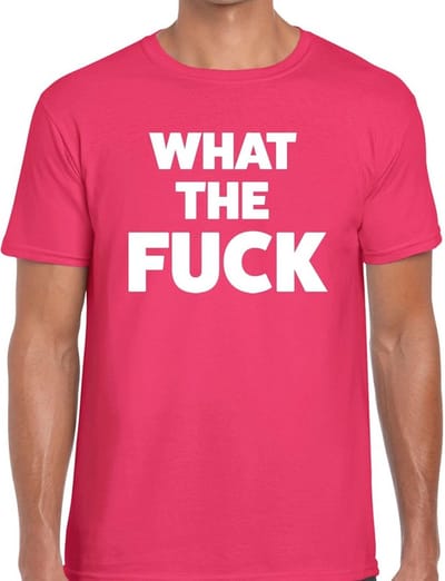 What the Fuck tekst t-shirt roze voor heren - heren feest t-shirts S