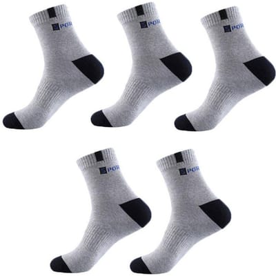 Chaussettes en Fiber de bambou pour hommes, 5 paires, chaussettes de sport respirantes en coton, déodorantes, pour affaires, taille 37 à 43, automne et hiver gris clair
