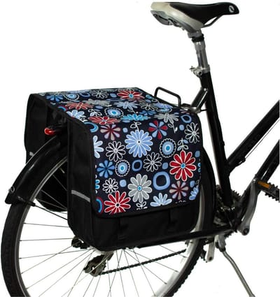 Zyrex® Fietstassen met Bloemen - Voor Achterfietsdragers - Fietstassen Dubbel Waterdicht – Zwart - 13cm x 32cm x 32cm