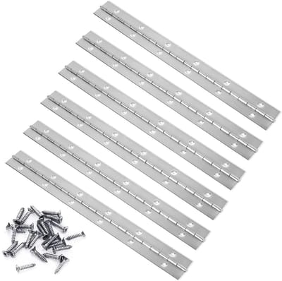 Dailygoods- Pianoscharnier 30 cm - Set van 6 - Robuust roestvrij staal 304 - Voorgeboord met schroeven - Geschikt voor pianodeuren - Duurzaam en elegant - Scharnier