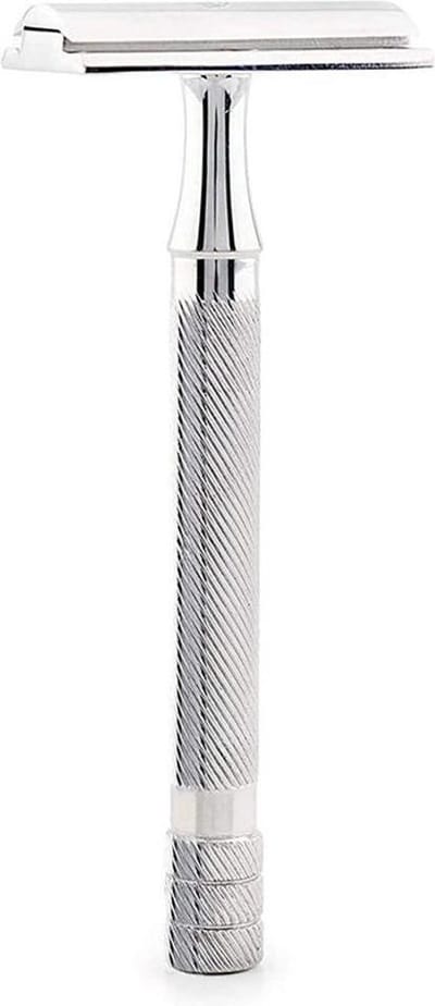 JAG Scheren – 100% Roestvrij staal op zwaar werk berekend veiligheidsscheermes - Past op alle Double Edge scheermesjes Uniek kerstcadeau voor mannen (Stainless Steel Safety Razor)