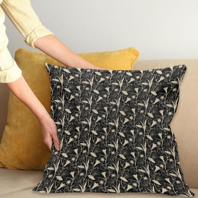 ABAKUHAUS Jugendstil Kussenhoes – 45x45 cm – Zwart/Elfenbein – Beidenzijdig