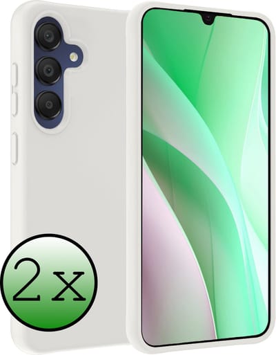Hoesje 2 Stuks - Geschikt voor Samsung Galaxy A15 - Sterk & Shockproof - Case Siliconen - Back Cover - Telefoon Hoes - Wit