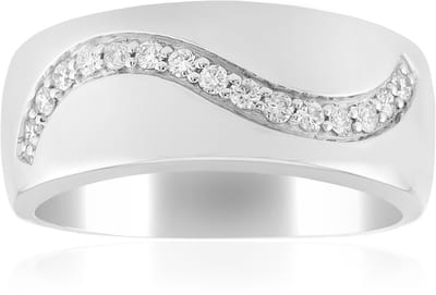 Cavill - Zilveren Golfring - 925 Sterling Zilver Gerhodineerd - 15 I1 (G) Briljant Geslepen Diamanten - 0,135 ct - Moderne Delicate Pavé Ring Dames