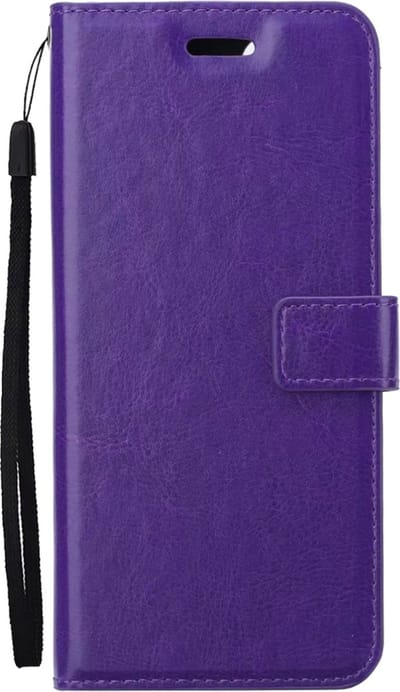 Hoes - Met Pasjeshouder - Geschikt voor OPPO A16 - Luxe Bookcase Portemonee - Flip Case - Kunstleer Book Case - Flipcase - Book Cover - Walletcase - PortemonneeHoes - Paars