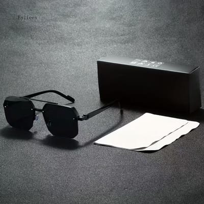 Mode Luxe Zonnebril voor Heren Dames Retro Outdoor UV400 Shades Zonnebril Unisex 8 Kleuren Klassiek Halfmontuur Brillen black
