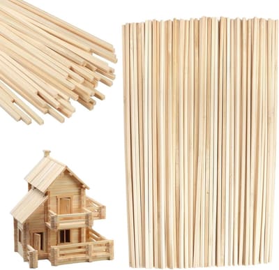 Natuurlijke Houten Vierkante Dowel Sticks - 100 Stuks van 300 x 5 x 5 mm voor Creatief Houtbewerking, Modelbouw en Ambachten